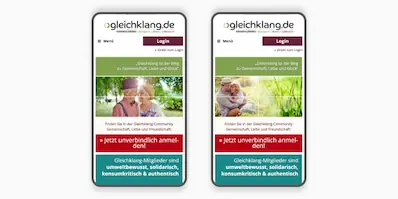 Mobile Ansicht der Dating Seite Gleichklang