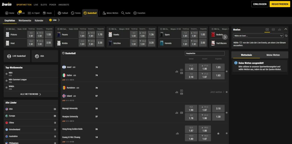 Basketball Wetten bei Bwin