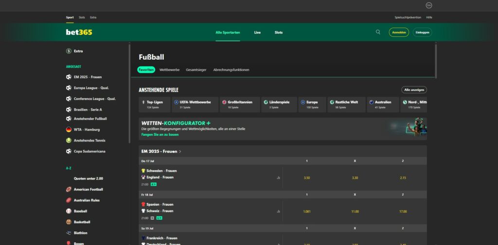 Fußball Wetten bei Bet365