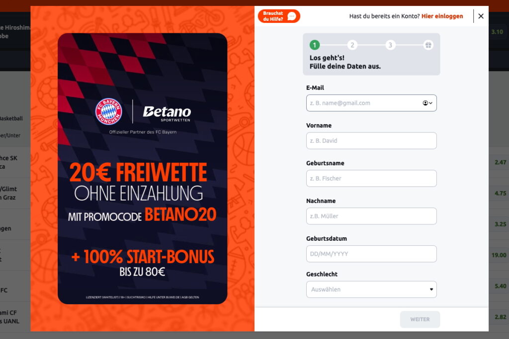 Der Bonus bei Betano