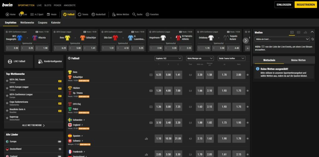 Fußball Wetten bei Bwin