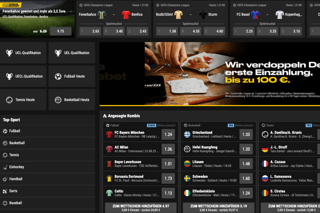 Der erste Blick auf bwin