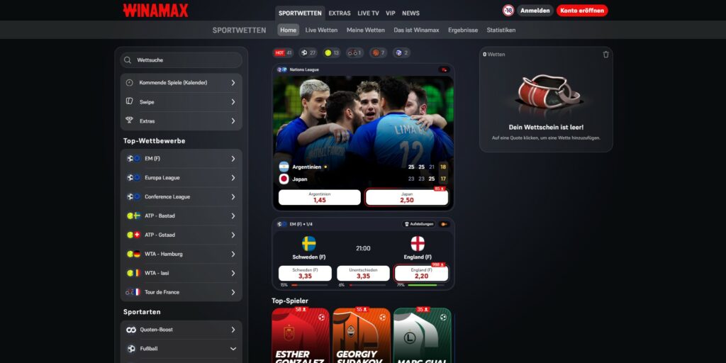 Der erste Blick auf Winamax