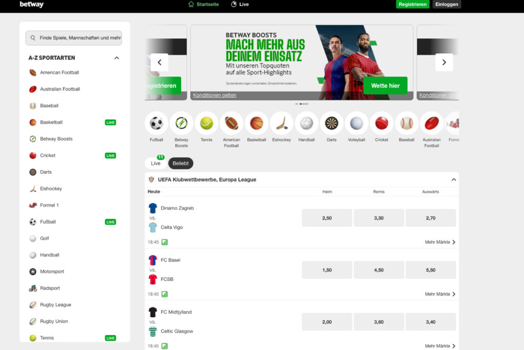 Der erste Blick auf Betway