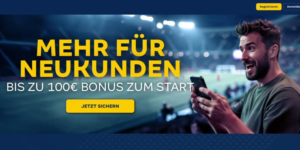 Mit dem Neukundenbonus von Merkur Bets erhältst du 100 % Bonus auf deine erste Einzahlung bis zu 100 €.