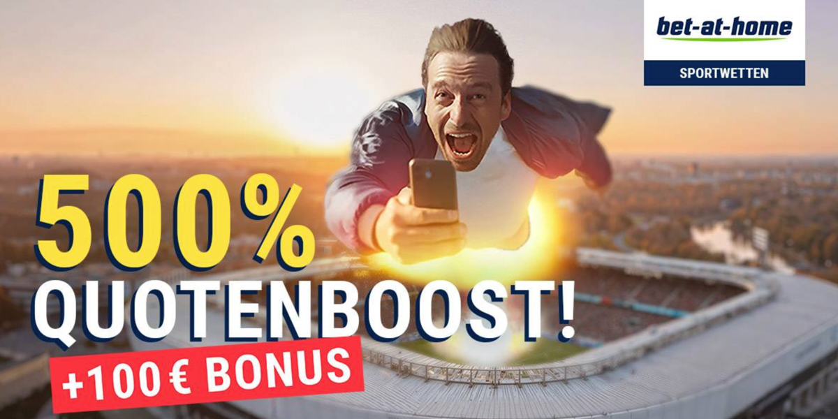Als Neukunde kannst du vom 500 % Quotenboost von bet-at-home profitieren