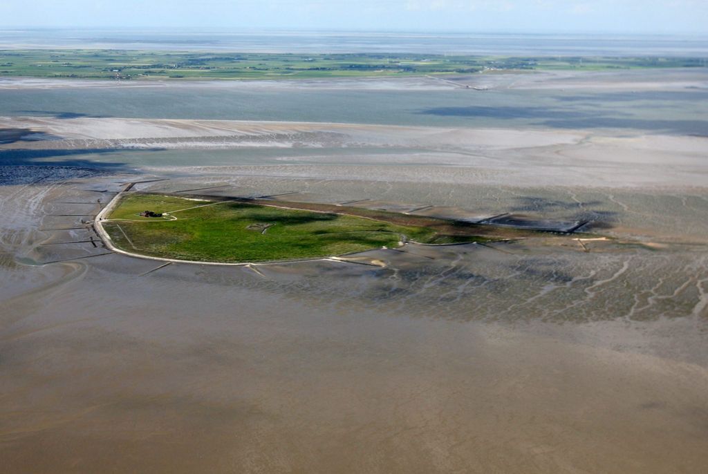 Hallig Südfall bei Niedrigwasser