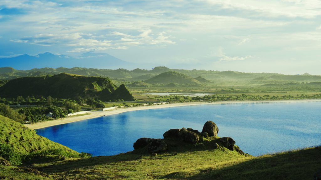 Blick auf den Strand Mandalika Tanjung Aan