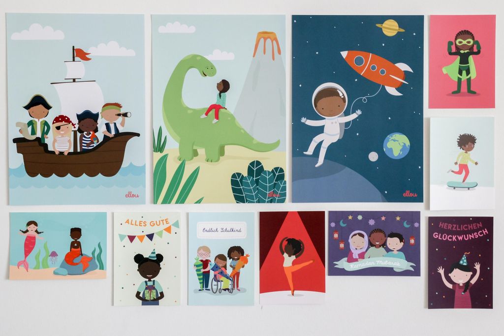 Auf den Illustrationen von Anika Korte sind viele verschiedene Kinder zu sehen – ob als Weltentdecker oder Dino-Reiter.