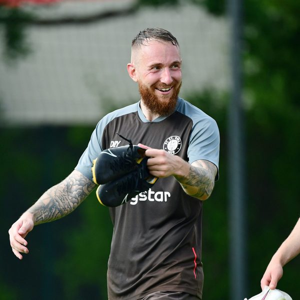 Marvin Knoll bei St. Paulis Trainingsauftakt am Freitag