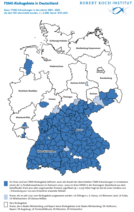 FSME-Risikogebiete in Deutschland