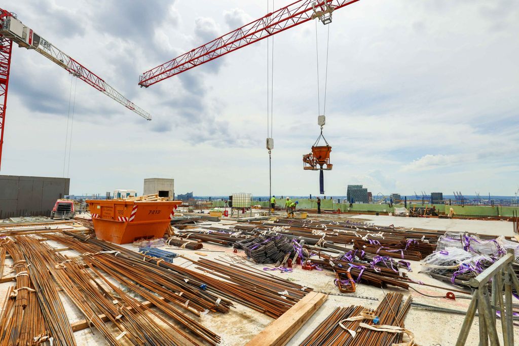 Baustelle im fünften Stock des Bunker-Aufbaus