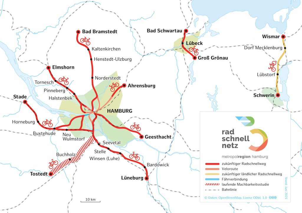 Radschnellwege Hamburg Karte
