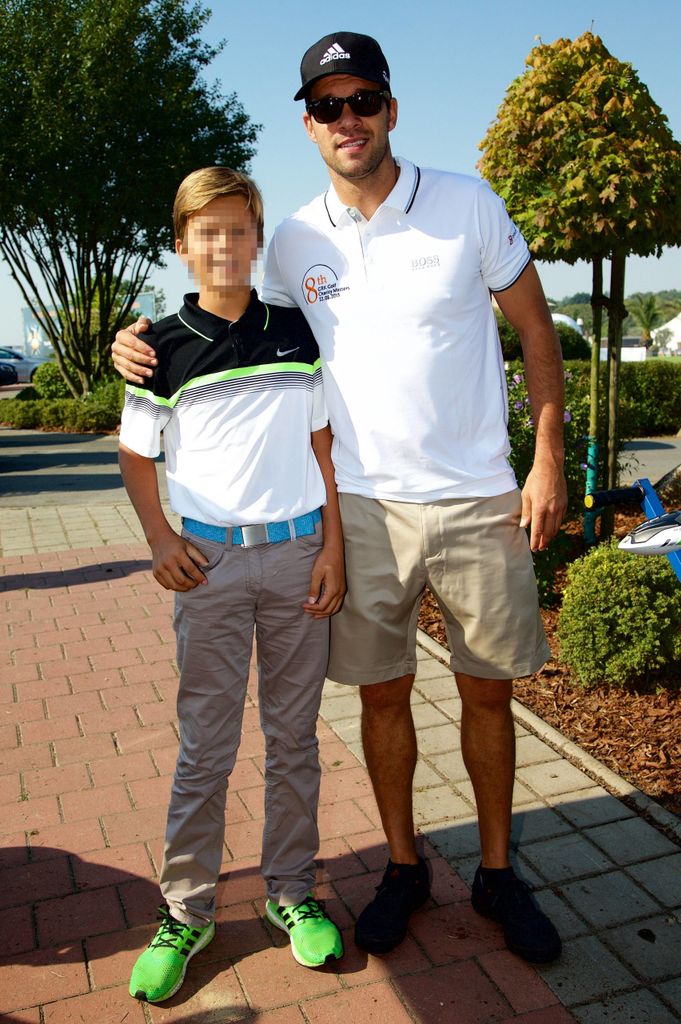Michael Ballack und Sohn Emilio bei einem Golf-Turnier in Leipzig 2015.