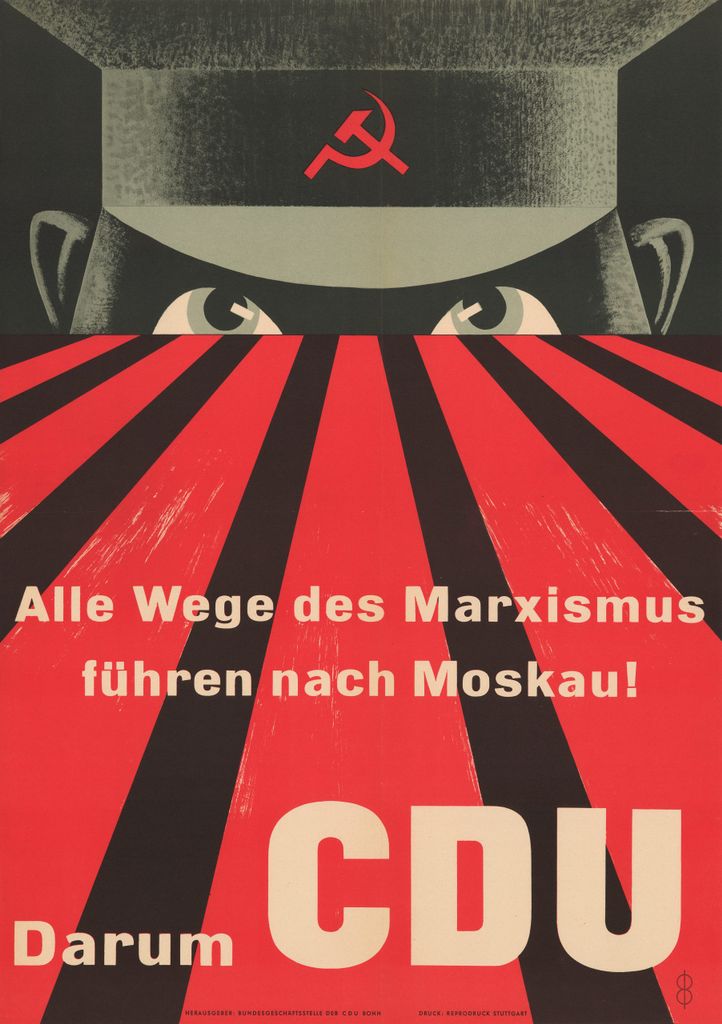 Klassisches Motiv: Ein Plakat von 1953. Da war die Angst vor „den Roten“ noch konkret begründbar.