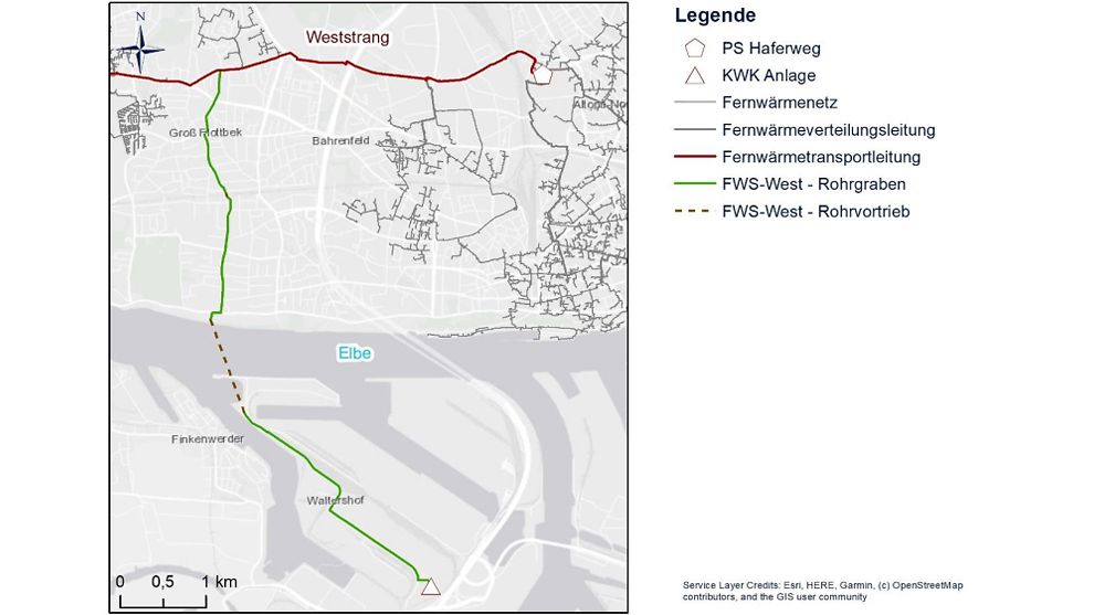 Verlauf der Fernwärmeleitung