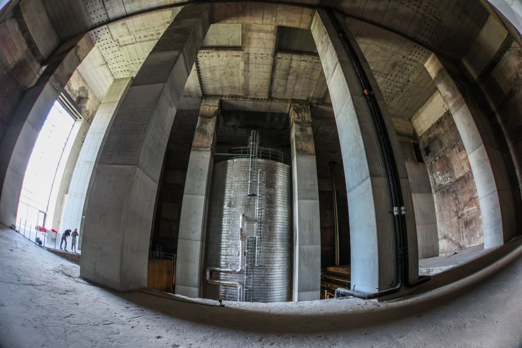 Der Pufferspeicher im Energiebunker in Wilhelmsburg