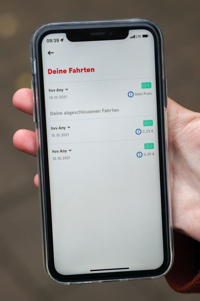 Unter „Deine Fahrten“ sind alle Fahrten von einem Tag aufgelistet, sodass die Rechnung nachvollzogen werden kann.
