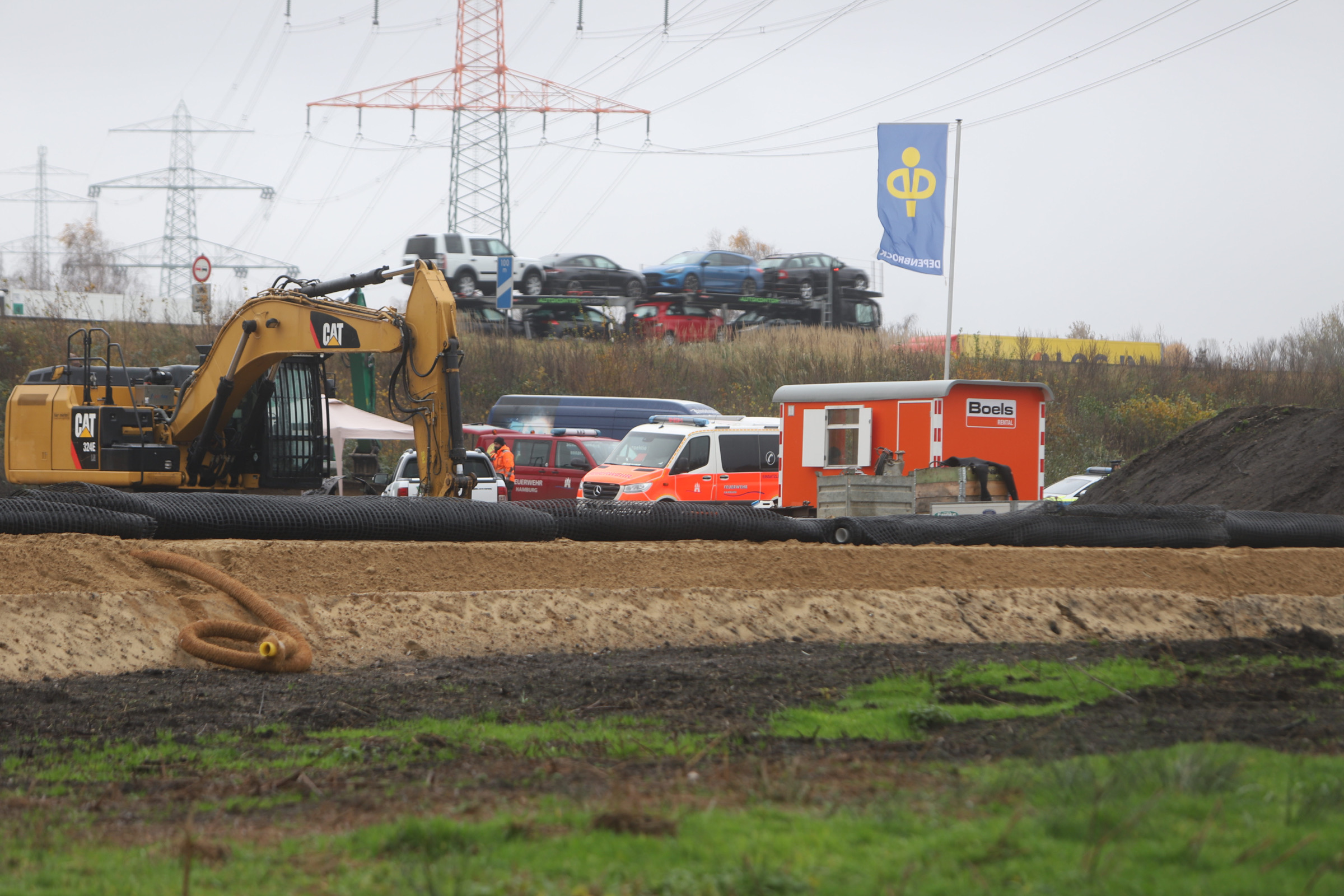 Bauarbeiten in der Nähe der A7